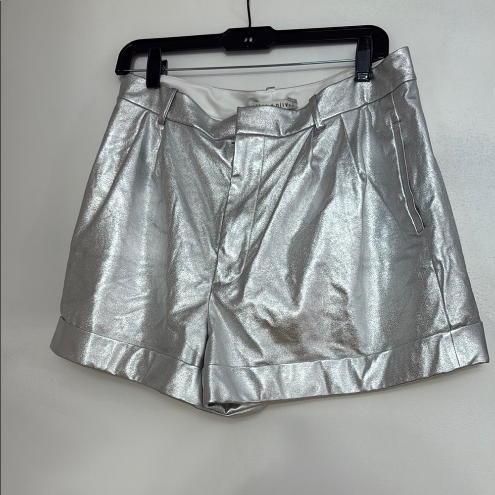 Alice + Olivia Shimmering Silver Women's Shorts